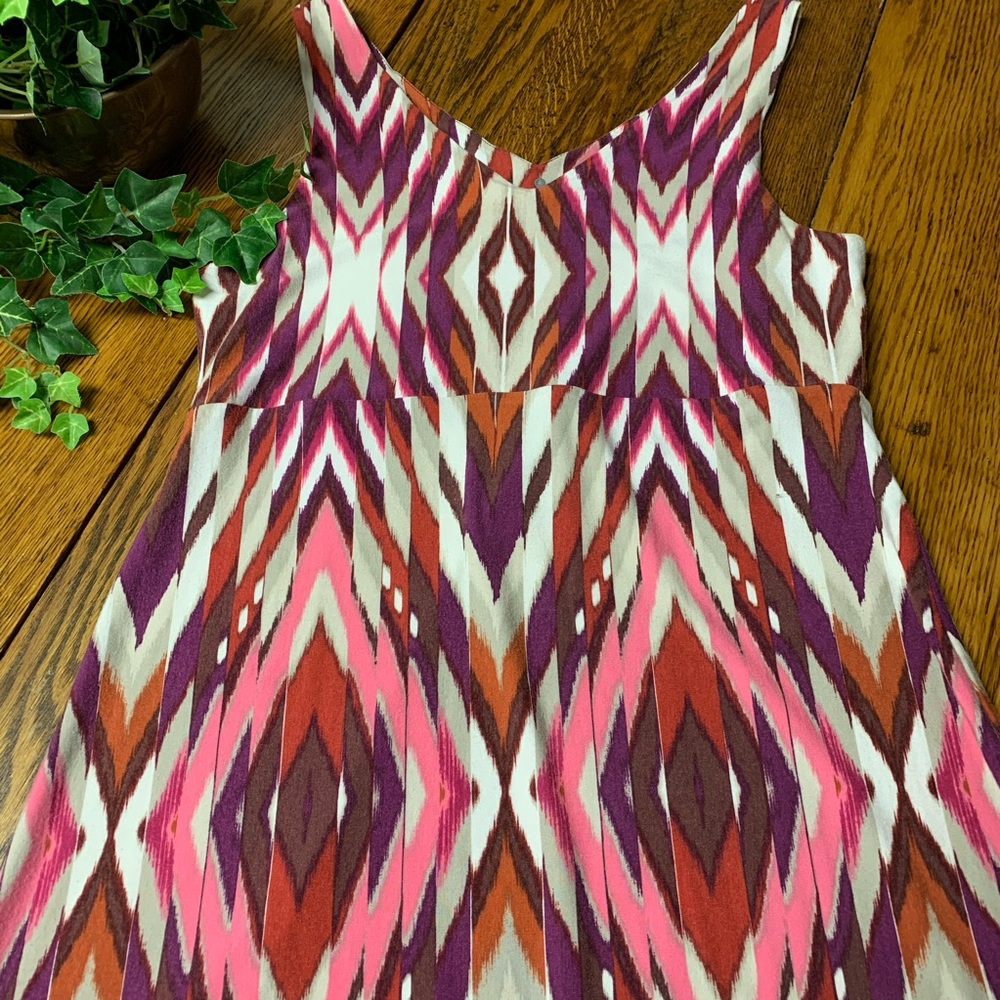 Athleta Midi Dress Sleeveless Multi Color Print